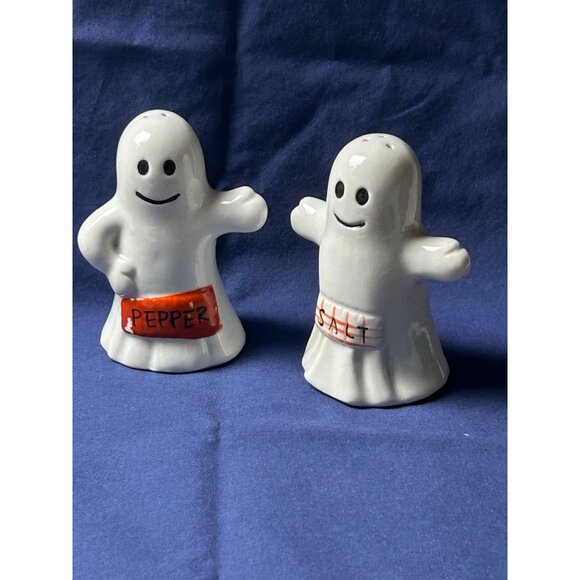 Unbranded Other - Halloween Ghost-Themed Ceramic Salt & Pepper Shakers Set Party Holiday Fun